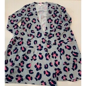 NWOT! LuLaRoe Caroline leopard print cardigan sweater size XS-grey background